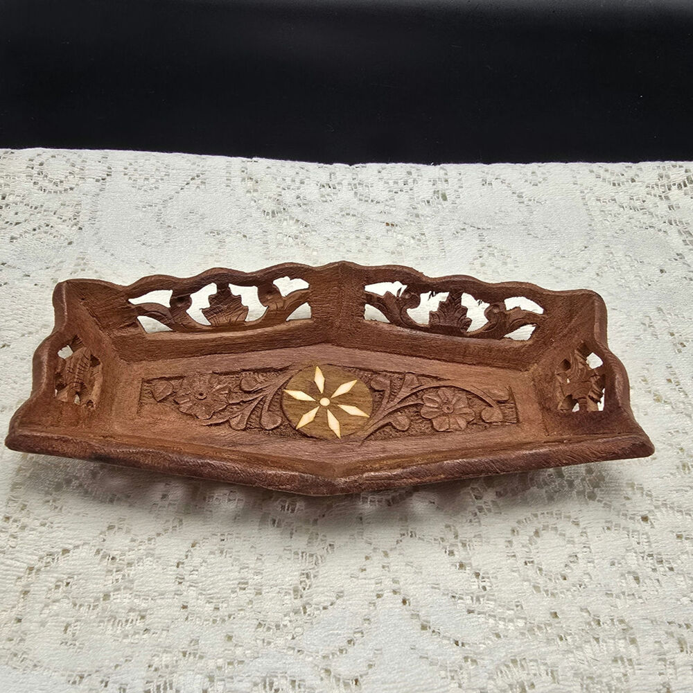 Vintage Handcarved Wood Tray